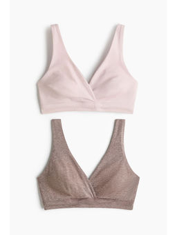 H&M - Women Beige MAMA 2-Pack Cotton Nursing Bras