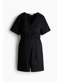H&M - Women Black MAMA Crinkled Jersey Playsuit
