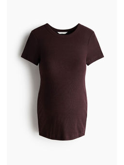 H&M - Women Brown MAMA Ribbed Jersey T-Shirt