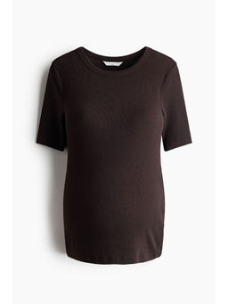 H&M - Women Brown MAMA Ribbed T-Shirt