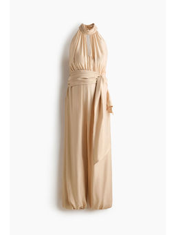 H&M - Women Beige MAMA Halter Neck Jumpsuit