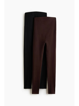 H&M - Women Brown MAMA 2-Pack Jersey Leggings