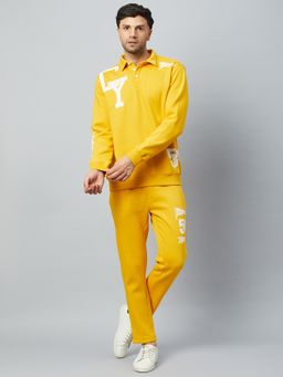 Club York - Men Mustard Printed Trackpant