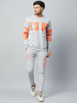 Club York - Men Light Grey Printed Trackpant