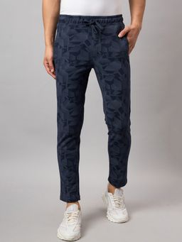 Club York - Men Navy Blue Printed Trackpant