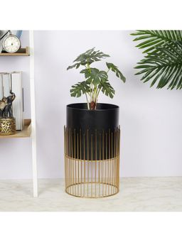HomeTown - Artiskylar Metal Planter Matt Finish 41 Cm in Black and Gold Colour