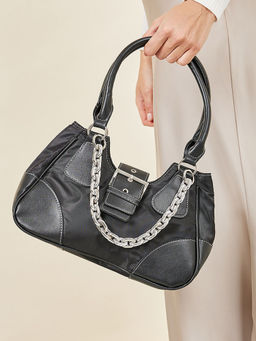 Styli - Women Black Wide Belt Shoulder Bag