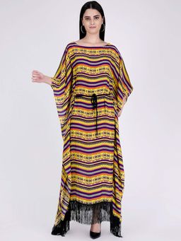 First Resort by Ramola Bachchan - Yellow Aztec Poncho Dress (Set of 2)