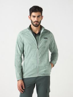 Technosport - Men Printed Slim Fit Mock Neck Sports Jacket With Ts Flexi - Grey