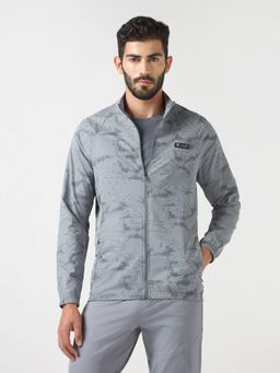 Technosport - Men Printed Slim Fit Mock Neck Sports Jacket With Ts Flexi - Blue