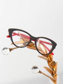 TED SMITH - Women Black and Red Full Rim Glasses (GEMMA_C1)