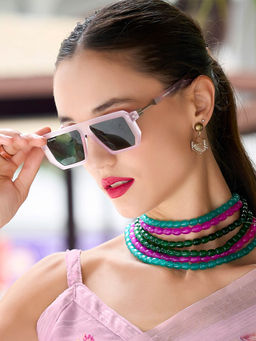 ROYALTAIL - Black Rectangle Purple Professor Trump Sunglasses (RT-SUNG-071) (50)