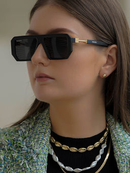 ROYALTAIL - Rectangle Gold Black Professor Trump Sunglasses (RT-SUNG-072) (50)