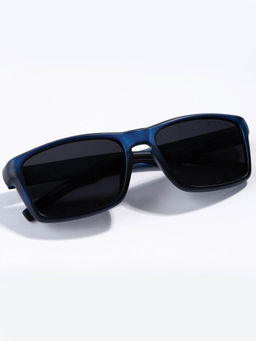 ROYALTAIL - Unisex Black Lens with Blue Frame Rectangle Polarized Sunglasses (RT-SUNG-081) (50)