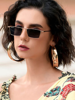 ROYALTAIL - Blitz Gold Black Rectangle Sunglasses (RT-SUNG-102) (50)