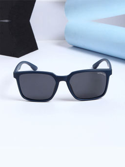 ROYALTAIL - Black Athens Exclusive Blue Rectangle Polarized Sunglasses (RT-SUNG-108) (55)