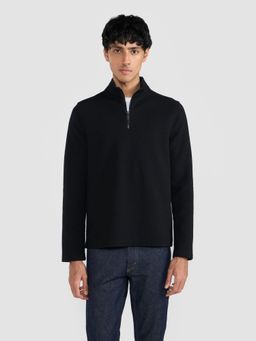 Perona - Black Pete Wool High Neck Solid/Plain T-Shirt