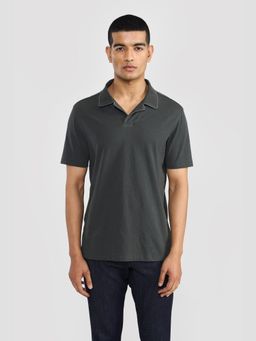 Perona - Olive Alex Pure Cotton Collar Neck Solid/Plain Polo T-Shirt