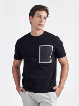 Perona - Black Zaid Pure Cotton Crew Neck Solid/Plain T-Shirt