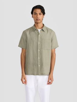 Perona - Green Carlos Linen Solid Shirt