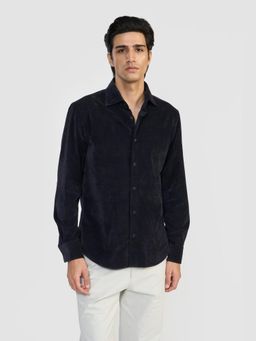 Perona - Navy Blue Dominic Cotton Blend Solid Shirt