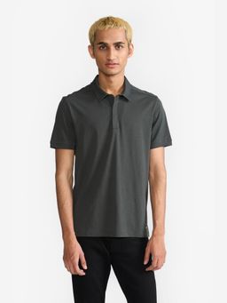 Perona - Olive Ethan Pure Cotton Collar Neck Solid/Plain Polo T-Shirt