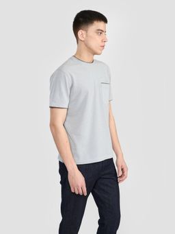 Perona - Grey Kairo Cotton Blend Crew Neck Solid/Plain T-Shirt