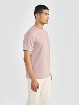Perona - Pink Kairo Cotton Blend Crew Neck Solid/Plain T-Shirt