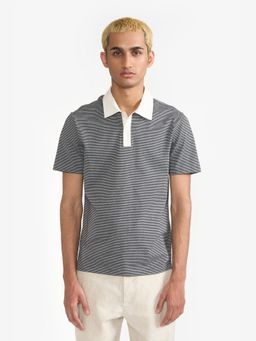 Perona - Black Manuel Cotton Blend Collar Neck Solid/Plain Polo T-Shirt