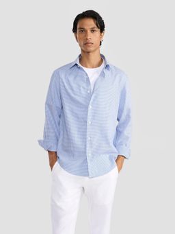 Perona - Blue Mario Pure Cotton Checks Shirt