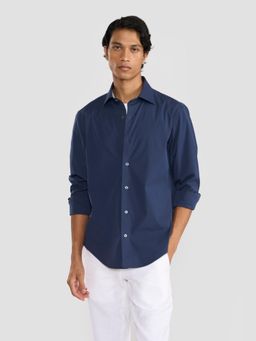 Perona - Navy Blue Martin Cotton Blend Solid Shirt