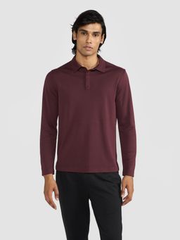 Perona - Wine Mike Polyester Collar Neck Solid/Plain Polo T-Shirt
