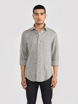 Perona - Grey Ronan Linen Solid Shirt