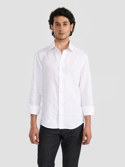 Perona - White Ronan Linen Solid Shirt