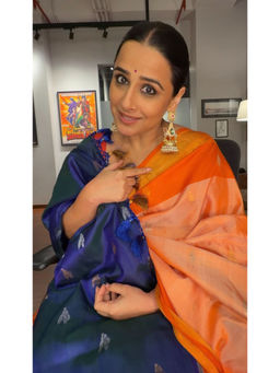 Shobitam - Blue Prerita Drape Saree with Unstitched Blouse with Unstitched