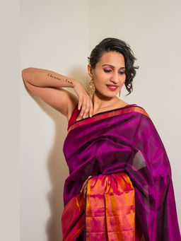 Shobitam - Purple Vamika Plum Handwoven Uppala Silk Saree