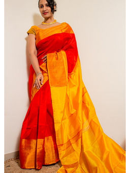 Shobitam - Red Divinity Red Handwoven Silk Saree