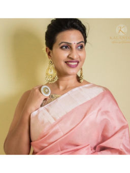 Shobitam - Pink Flamingo Love Handwoven Uppala Silk Drape Saree with Unstitched Blouse with Unstitched
