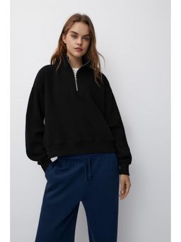 Twenty Dresses by Nykaa Fashion - Womens Black High Neck Plain Sweatshirt