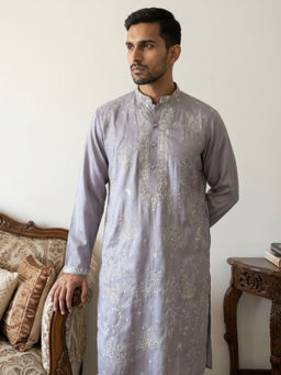 Jompers - Lavender Embroidered Full Sleeves Kurta