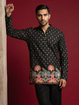 Jompers - Black Floral Full Sleeves Kurta