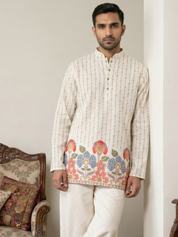 Jompers - White Floral Full Sleeves Kurta
