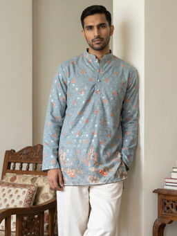 Jompers - Blue Floral Full Sleeves Kurta