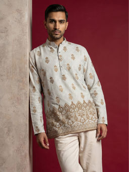 Jompers - White Embroidered Full Sleeves Kurta