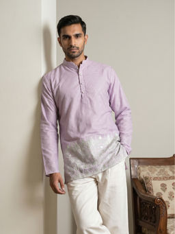 Jompers - Purple Embroidered Full Sleeves Kurta