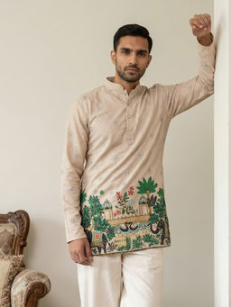 Jompers - Beige Floral Full Sleeves Kurta