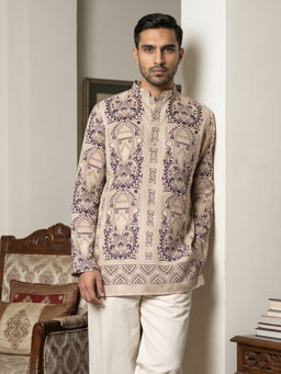 Jompers - Beige Floral Full Sleeves Kurta