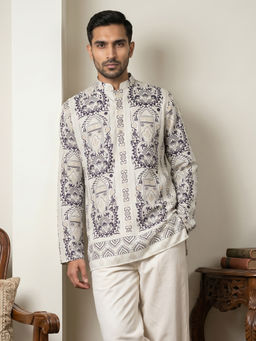 Jompers - White Floral Full Sleeves Kurta