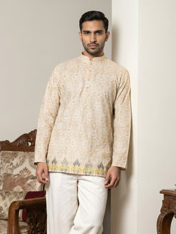 Jompers - Beige Floral Full Sleeves Kurta