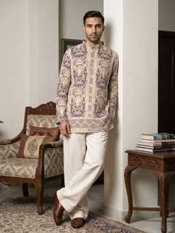 Jompers - Beige Printed Full Sleeves Kurta & Pyjama